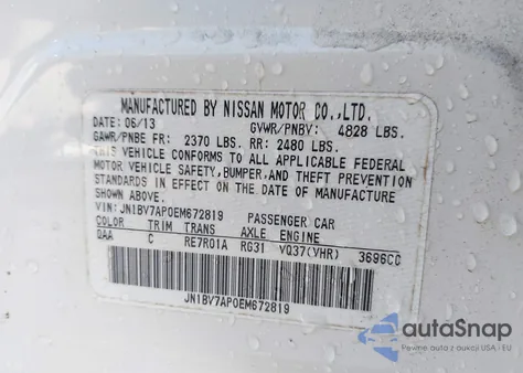 2014 Infiniti Q50 Premium из США, поврежденный, VIN JN1BV7AP0EM672819